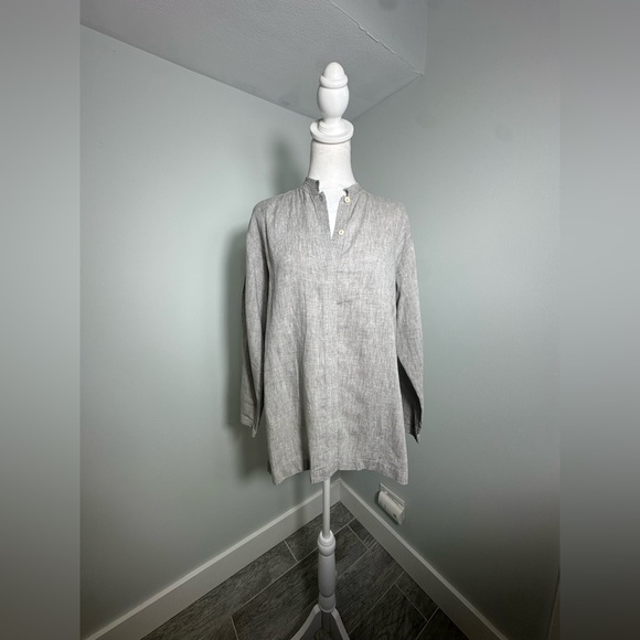 Eileen Fisher Tops - Eileen Fisher Linen Gray Shirt Medium